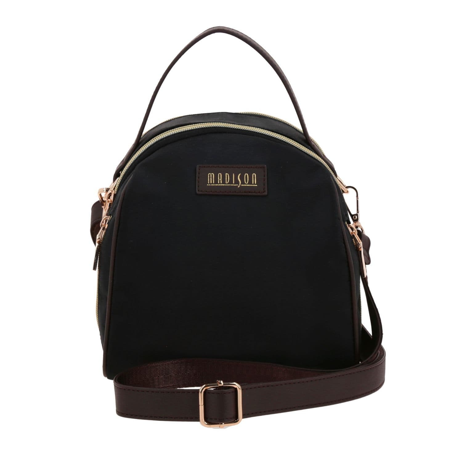 Mochila para dama Madison by Chenson negra con doble compartimento, modelo MD25126-3