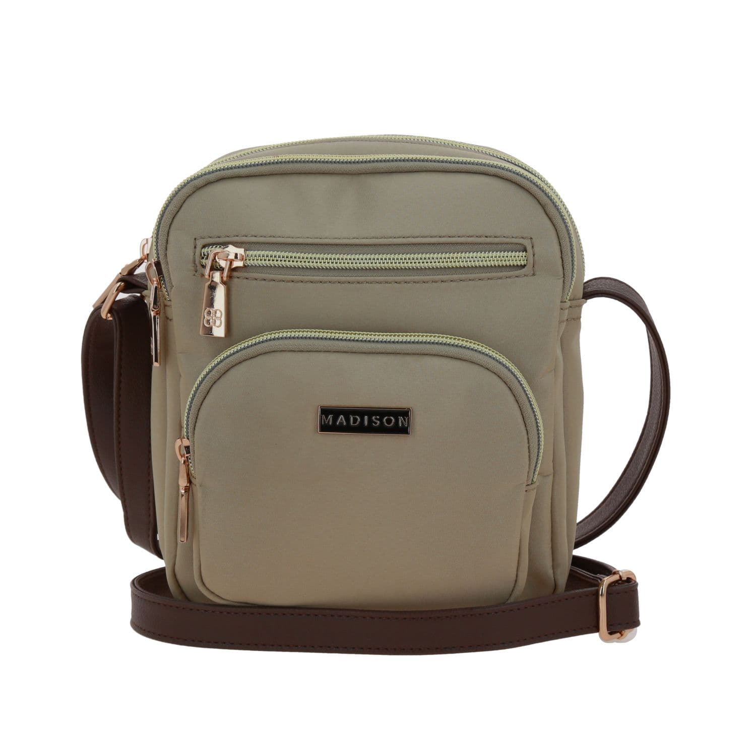 Bolsa de lado para dama Madison by Chenson Camel con doble compartimento, modelo MD25162-8