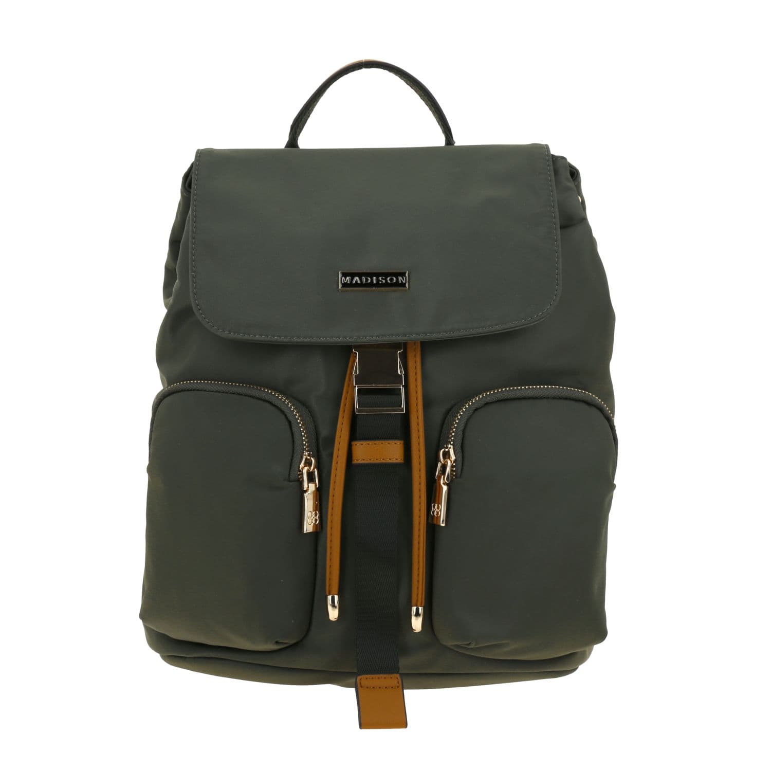 Mochila para dama Madison by Chenson verde seco con diseño funcional, modelo MD25165-A
