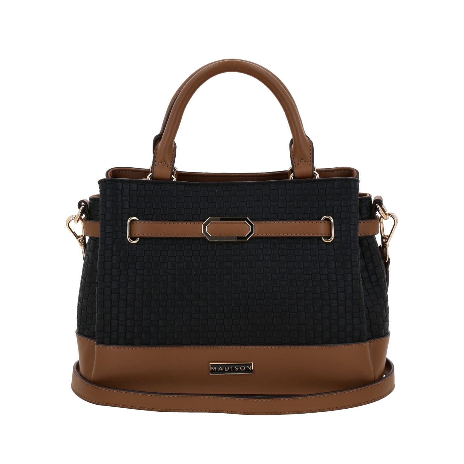Bolsa de Mano para Dama Madison by Chenson Negra con Triple Compartimento, modelo MD25175-3