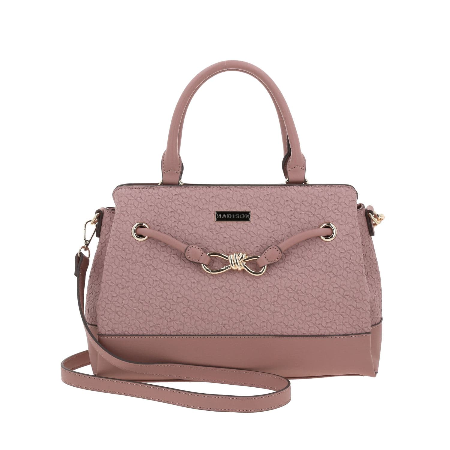 Bolsa de mano para dama Madison by Chenson color rosa con triple compartimento, modelo MD25177-P