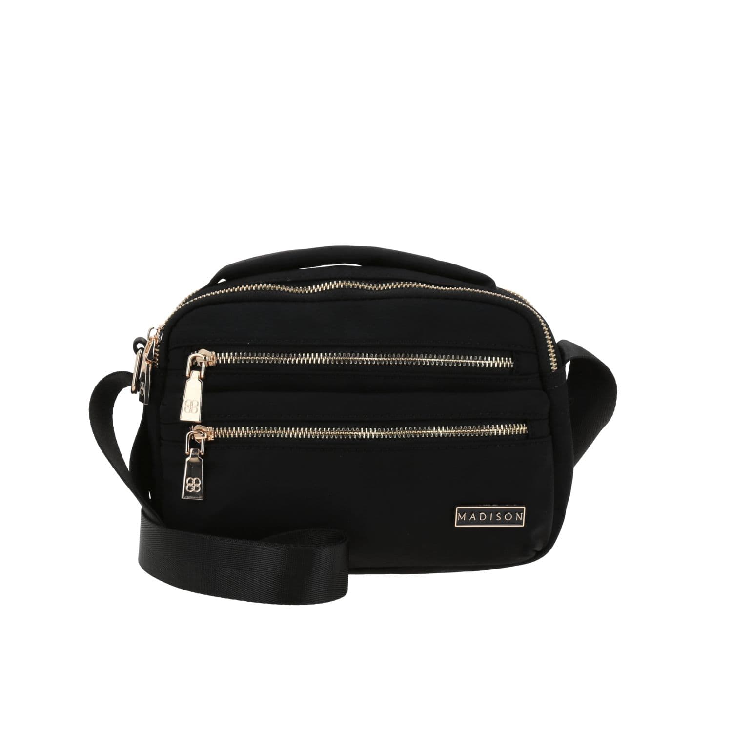 Bolsa de lado para dama Madison by Chenson negra con doble bolsillo, modelo MD25180-3