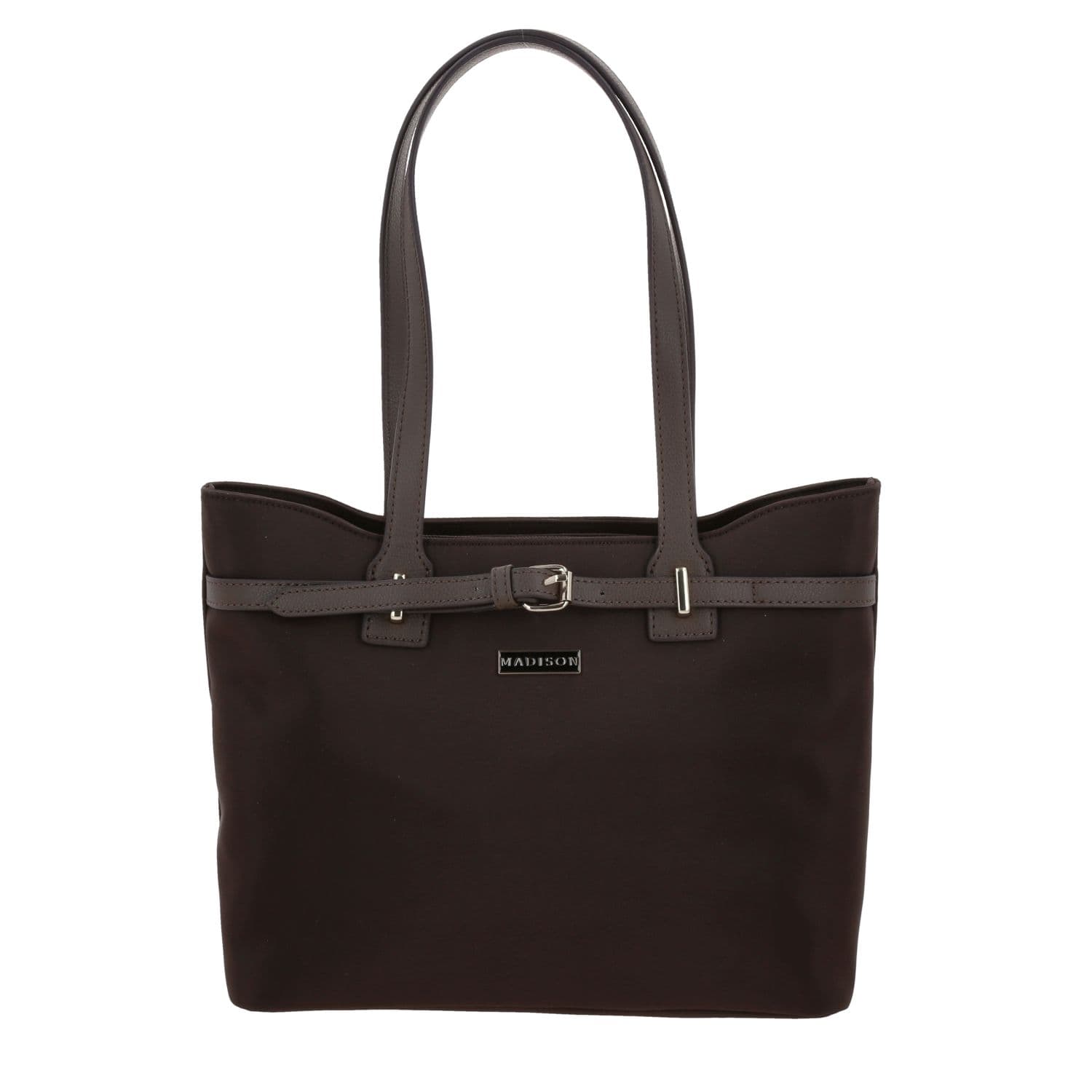 Bolsa grande para dama Madison by Chenson color café satinado - Estilo y funcionalidad, modelo MD25183-D