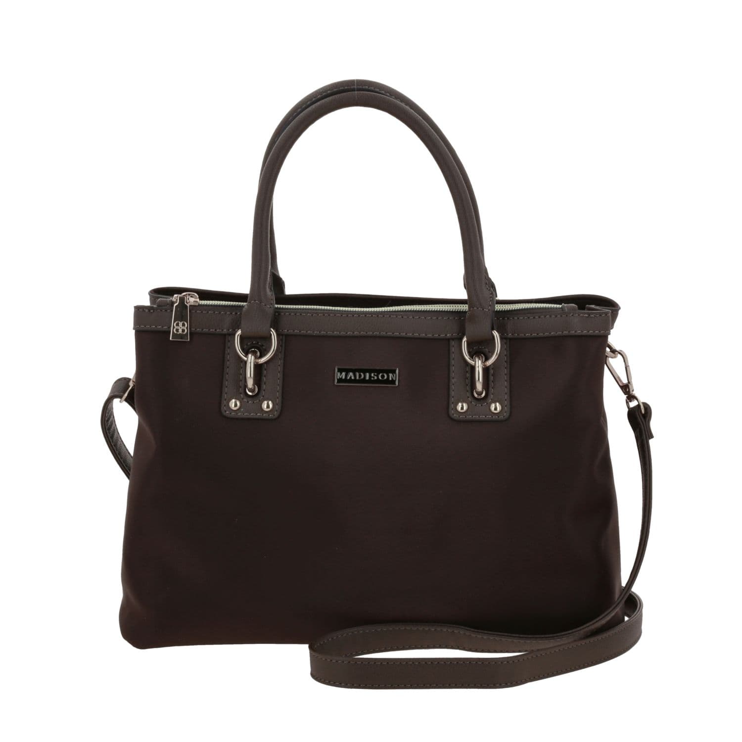 Bolsa de Mano para Dama Madison by Chenson Café Satinado Estilo y Funcionalidad, modelo MD25186-D