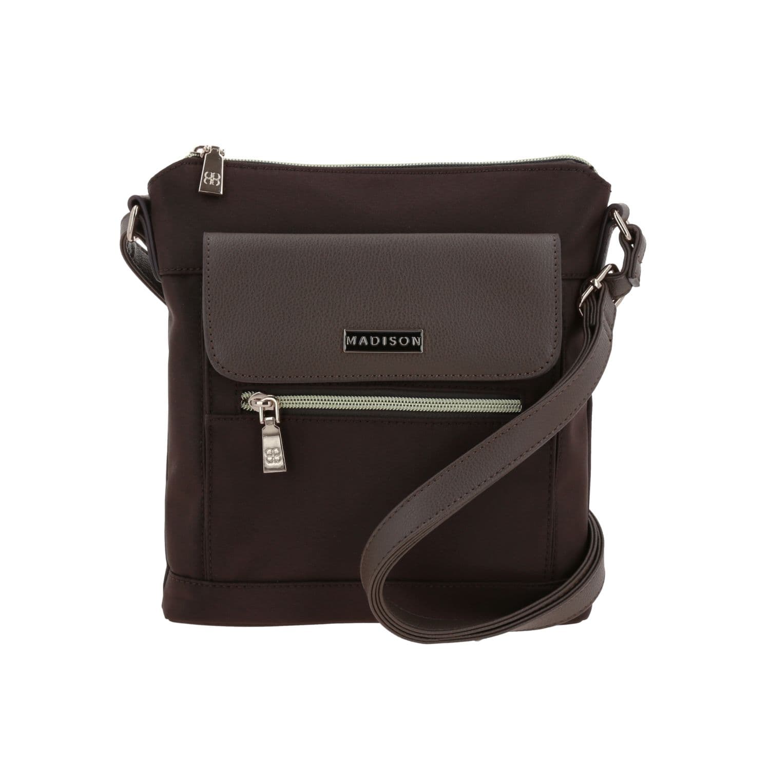 Bolsa de Lado para Dama Madison by Chenson Café Satinado con Estilo Único, modelo MD25191-D