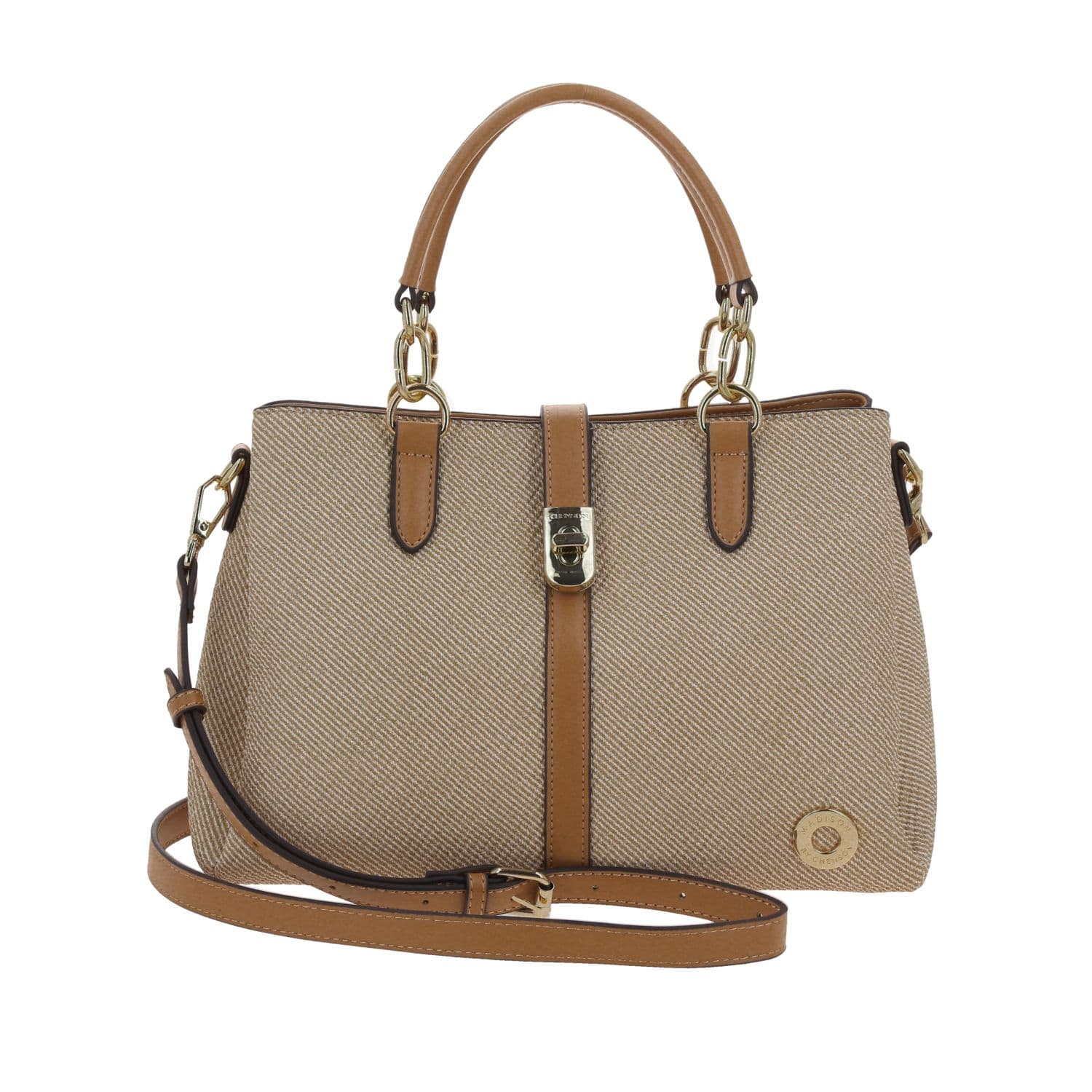 Bolsa de Mano Madison Beige con Triple Compartimento para Dama, modelo MD26011-E