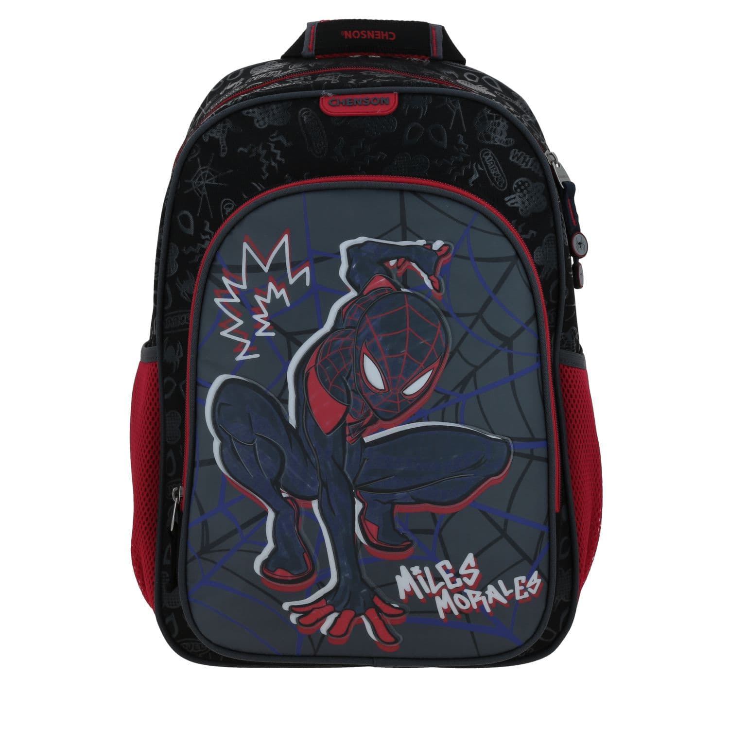 Mochila escolar para niño Miles Morales by Chenson color negro duradera, modelo MM70291-3