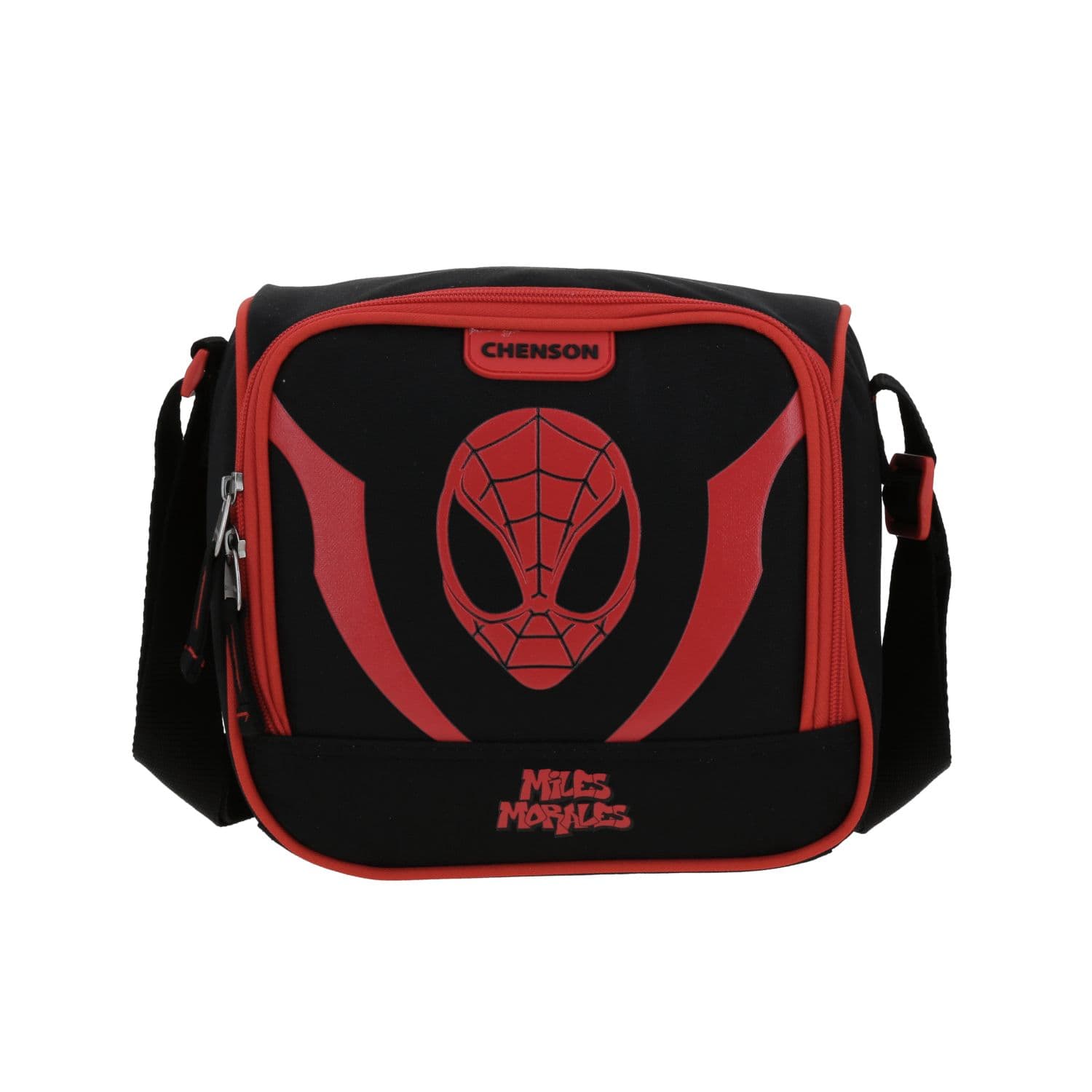 Lonchera escolar térmica Miles Morales by Chenson negra para niño, modelo MM70599-3