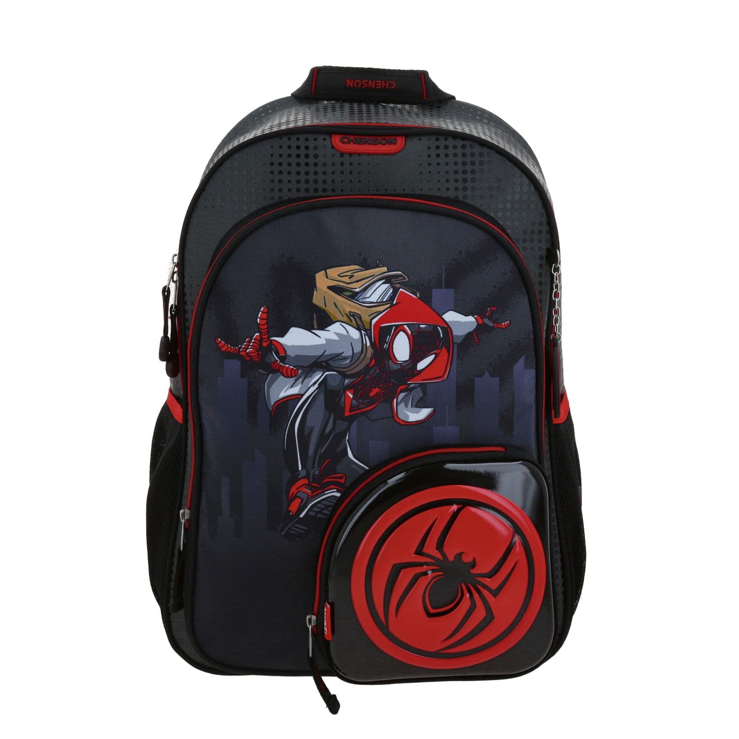 Mochila Escolar Miles Morales Gris Chenson - Infantil Resistente, modelo MM71017-2