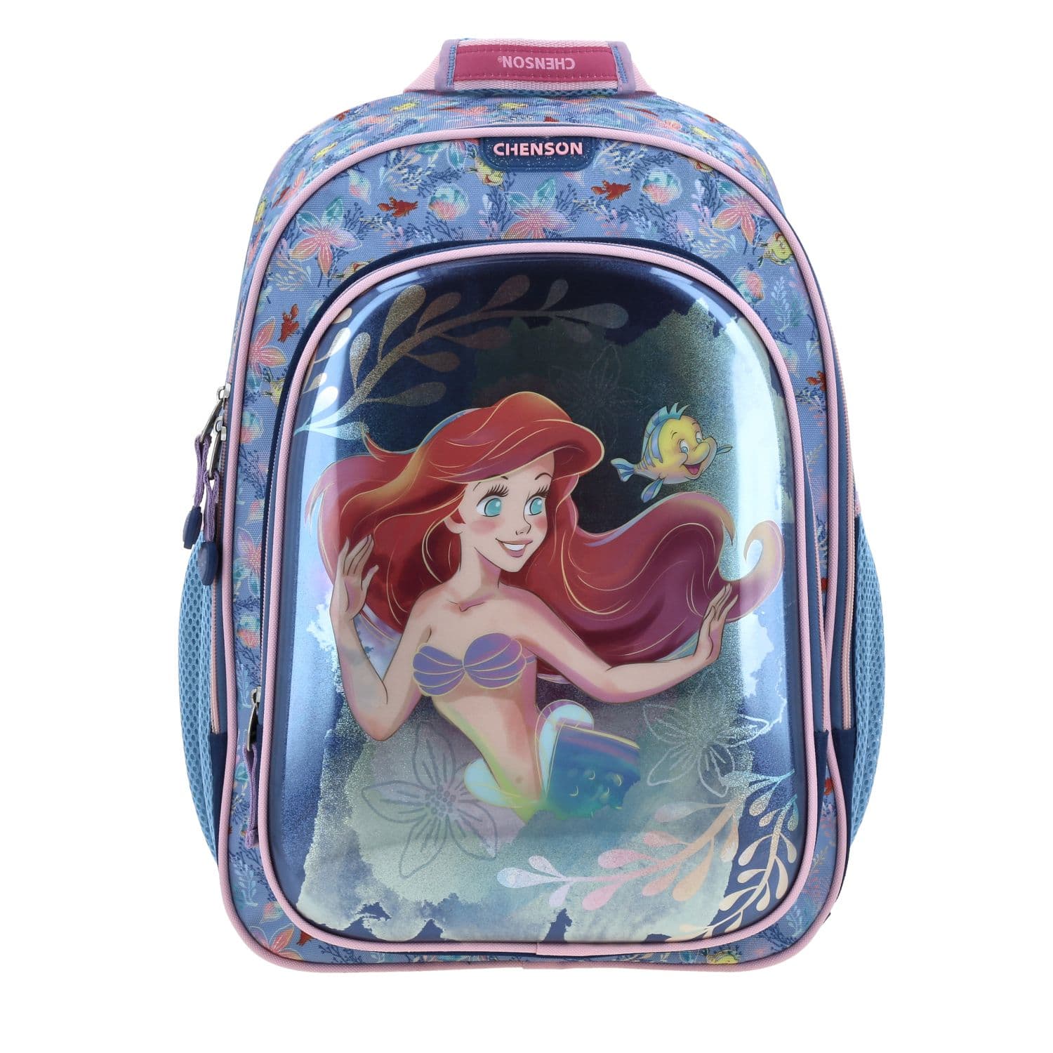 Mochila escolar para niña Princesas by Chenson azul con amplio compartimento, modelo PR70152-9