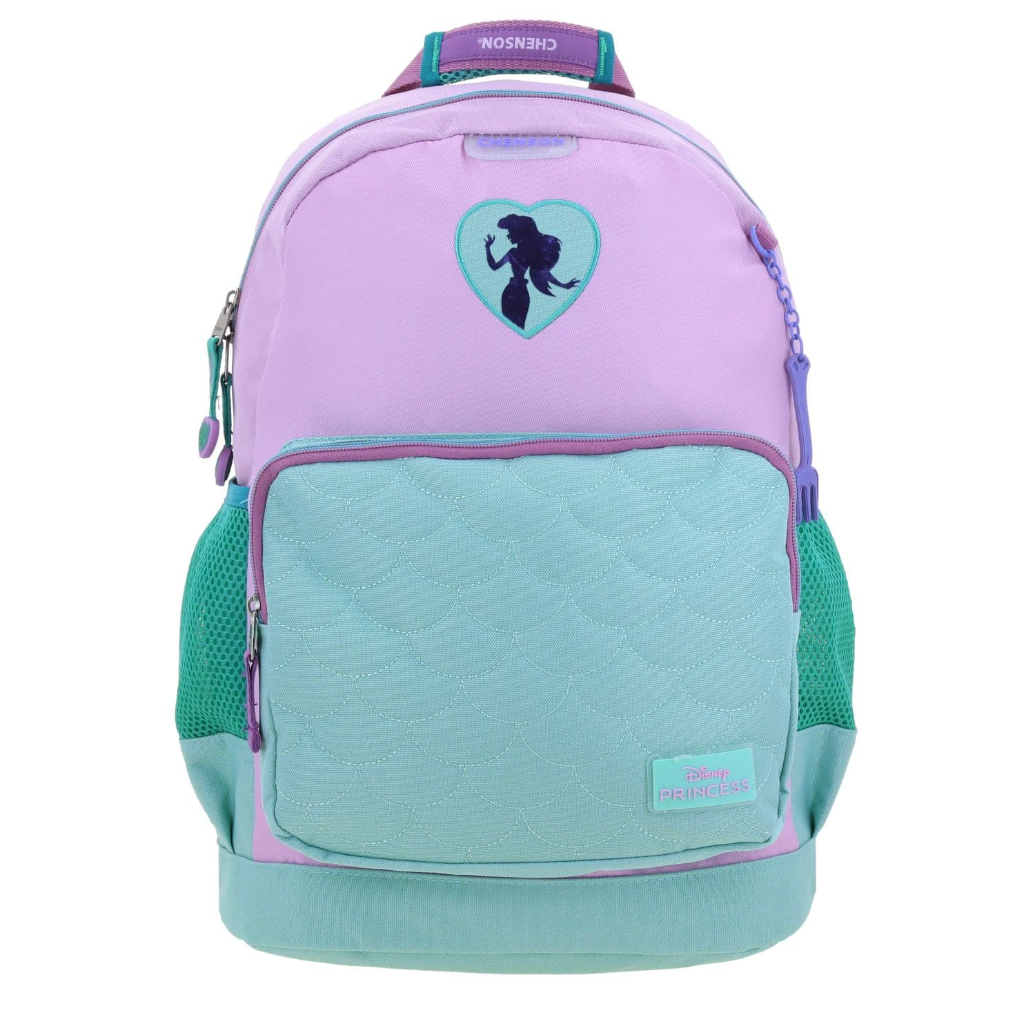 Mochila escolar para niña Princesas by Chenson turquesa con seguridad y diversión, modelo PR70463-T