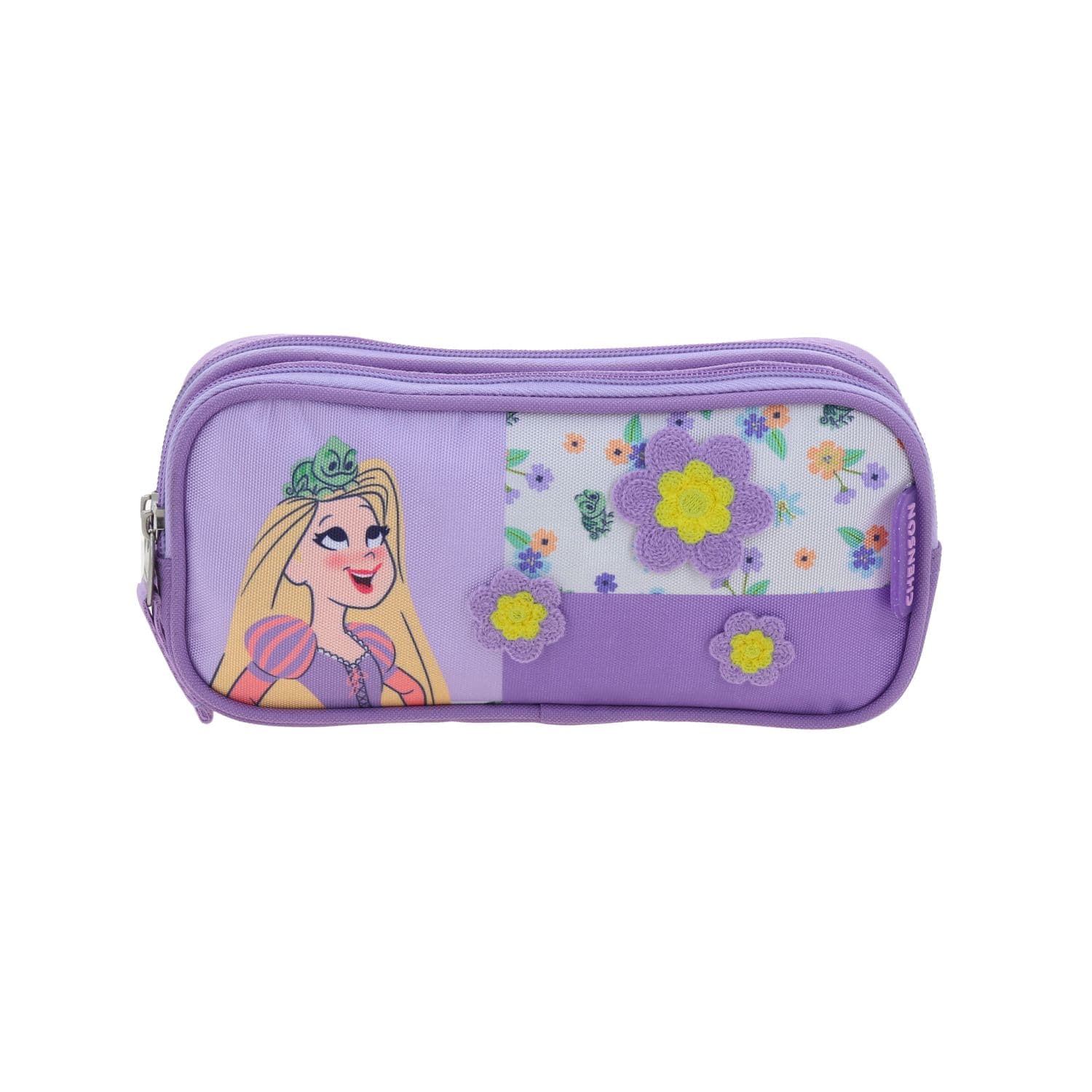 Lapicera escolar para niña Princesas by Chenson Violeta Doble Compartimento, modelo PR70529-V