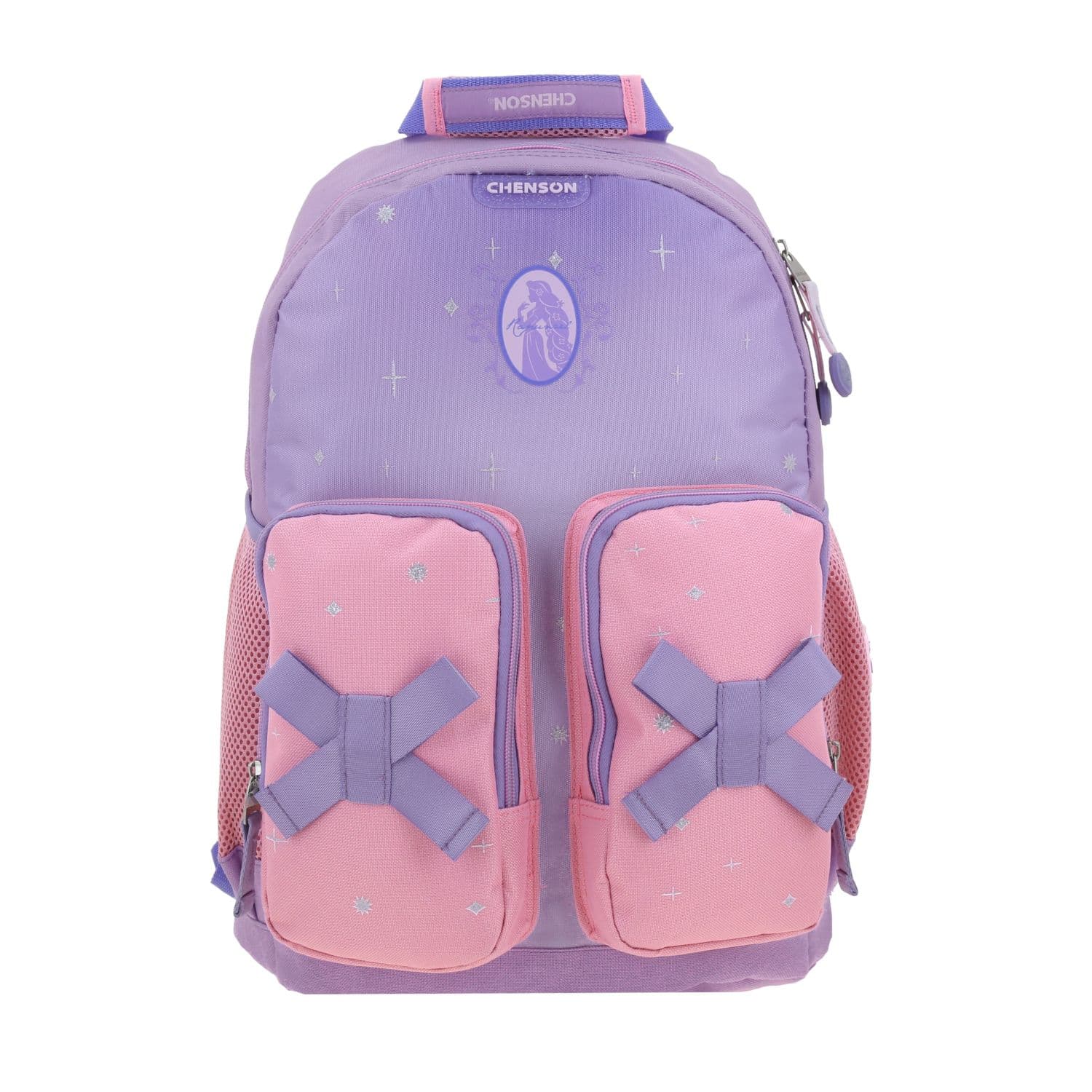 Mochila escolar para niña Princesas by Chenson Violeta con gran compartimento, modelo PR70631-V