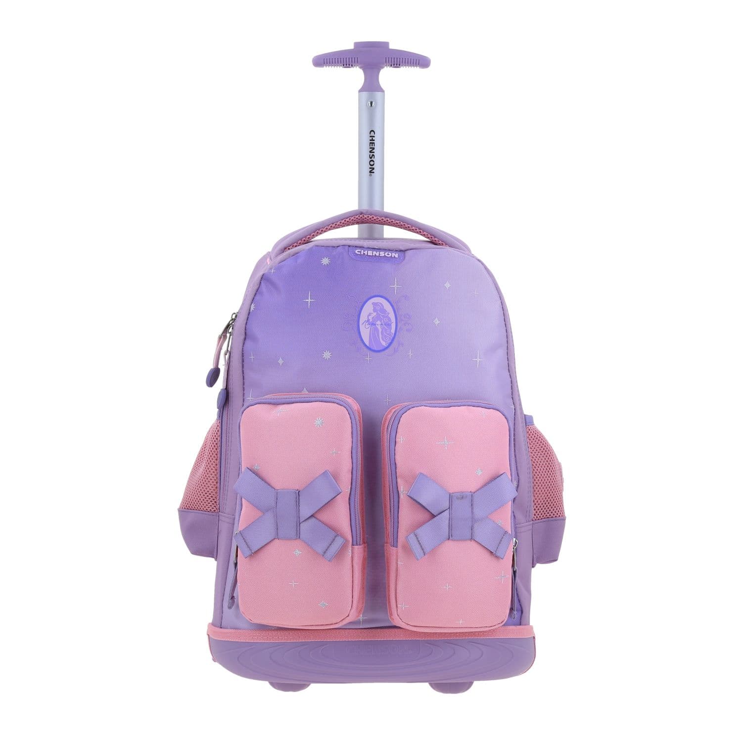 Mochila con Ruedas Princesas by Chenson Violeta para Niña con Luz LED, modelo PR70635-V