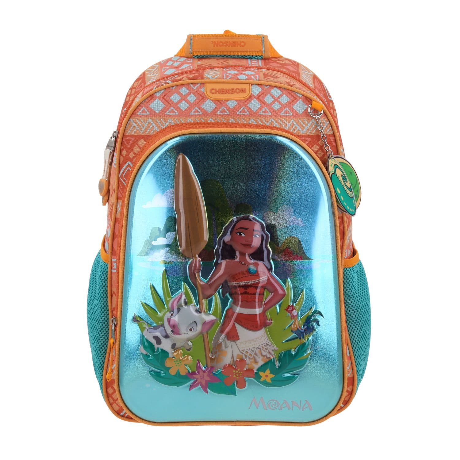 Mochila escolar para niña Princesas by Chenson Naranja con compartimentos, modelo PR70745-O