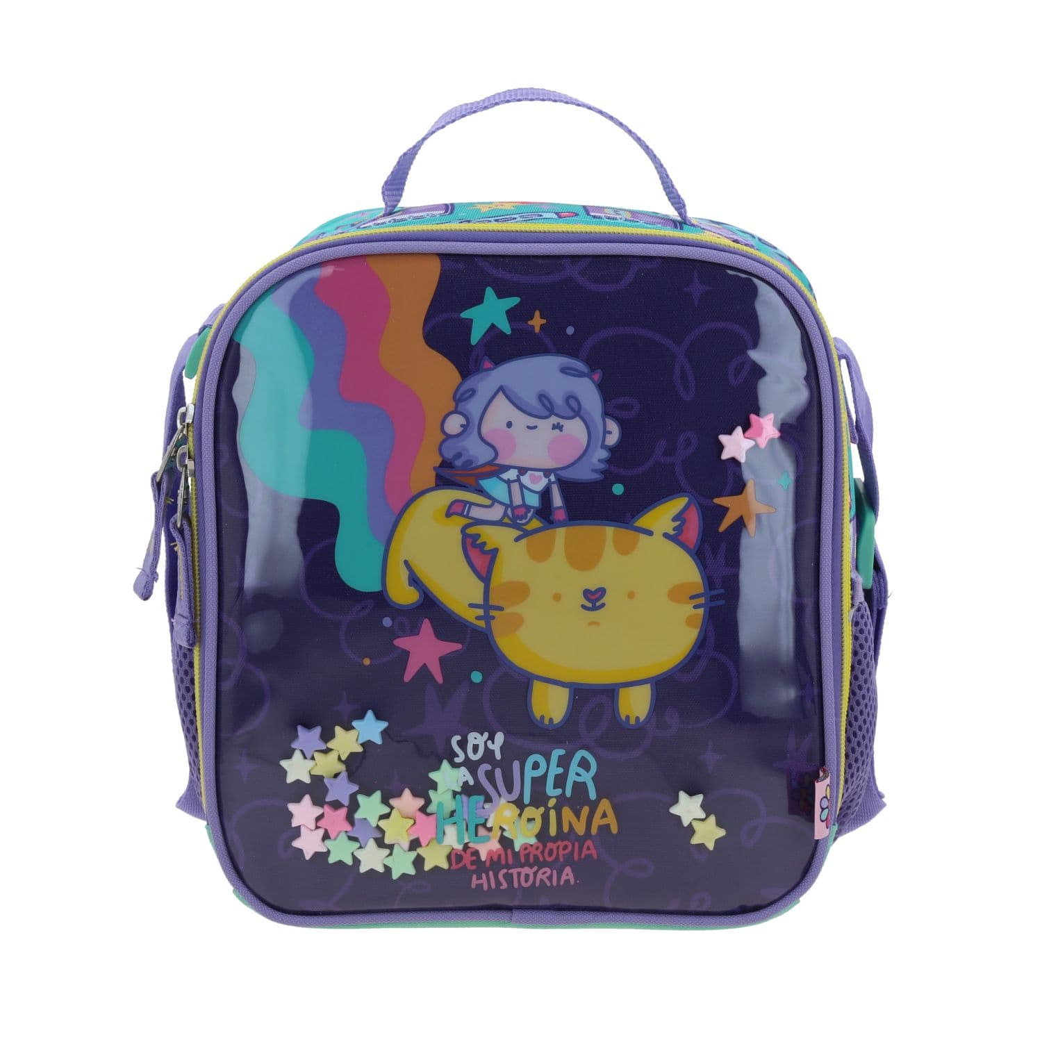 Lonchera escolar térmica Vania Bachur turquesa para niña - Diversión y durabilidad, modelo VB70414-T