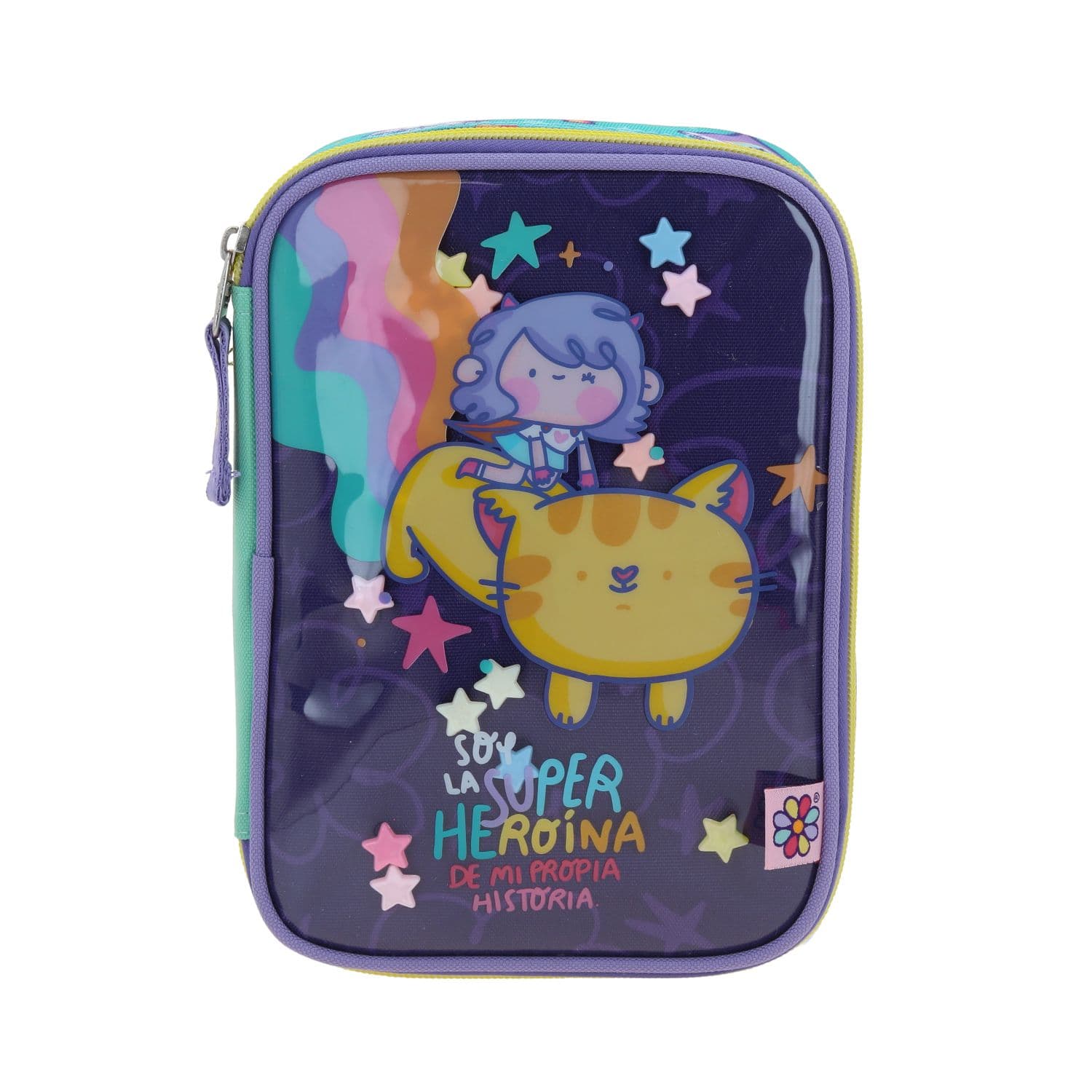 Lapicera escolar para niña Vania Bachur turquesa con amplio compartimento, modelo VB70415-T