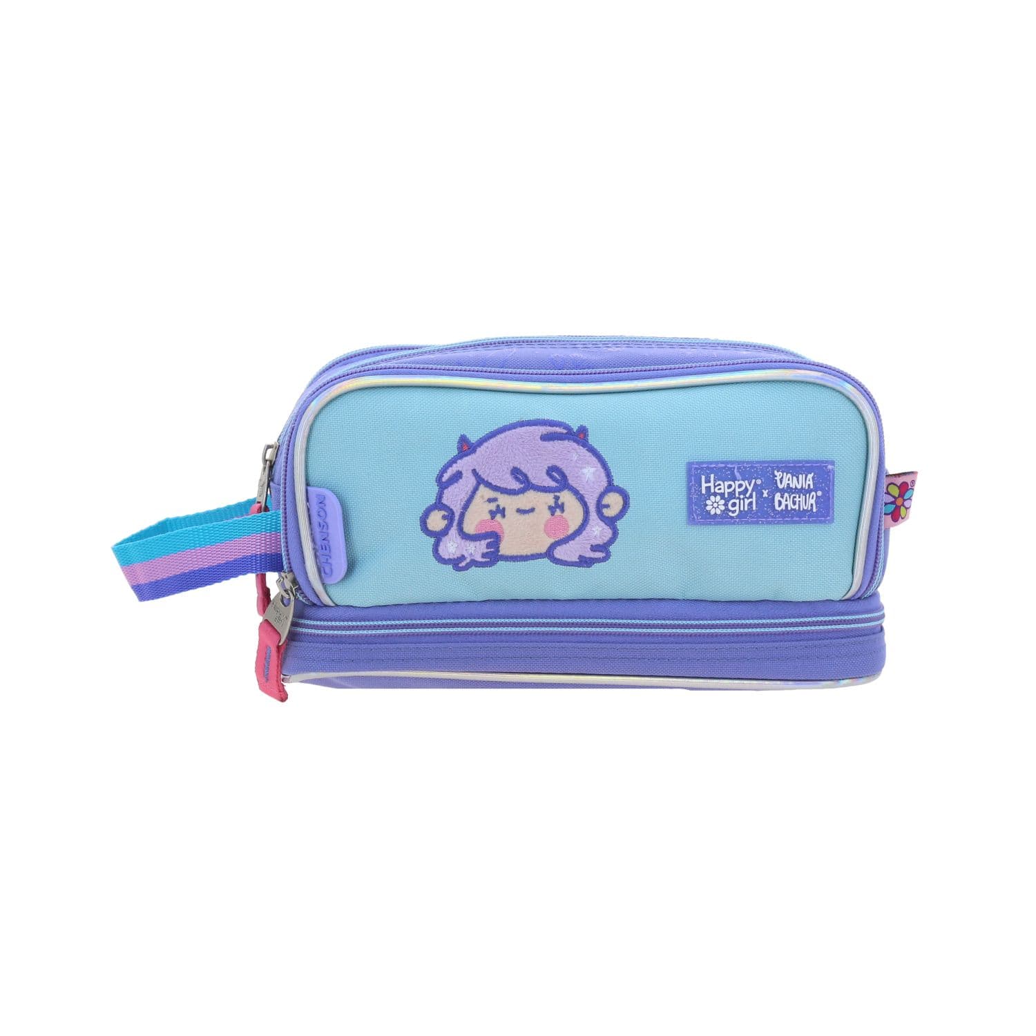 Lapicera escolar para niña Vania Bachur Uva con triple compartimento, modelo VB70470-U