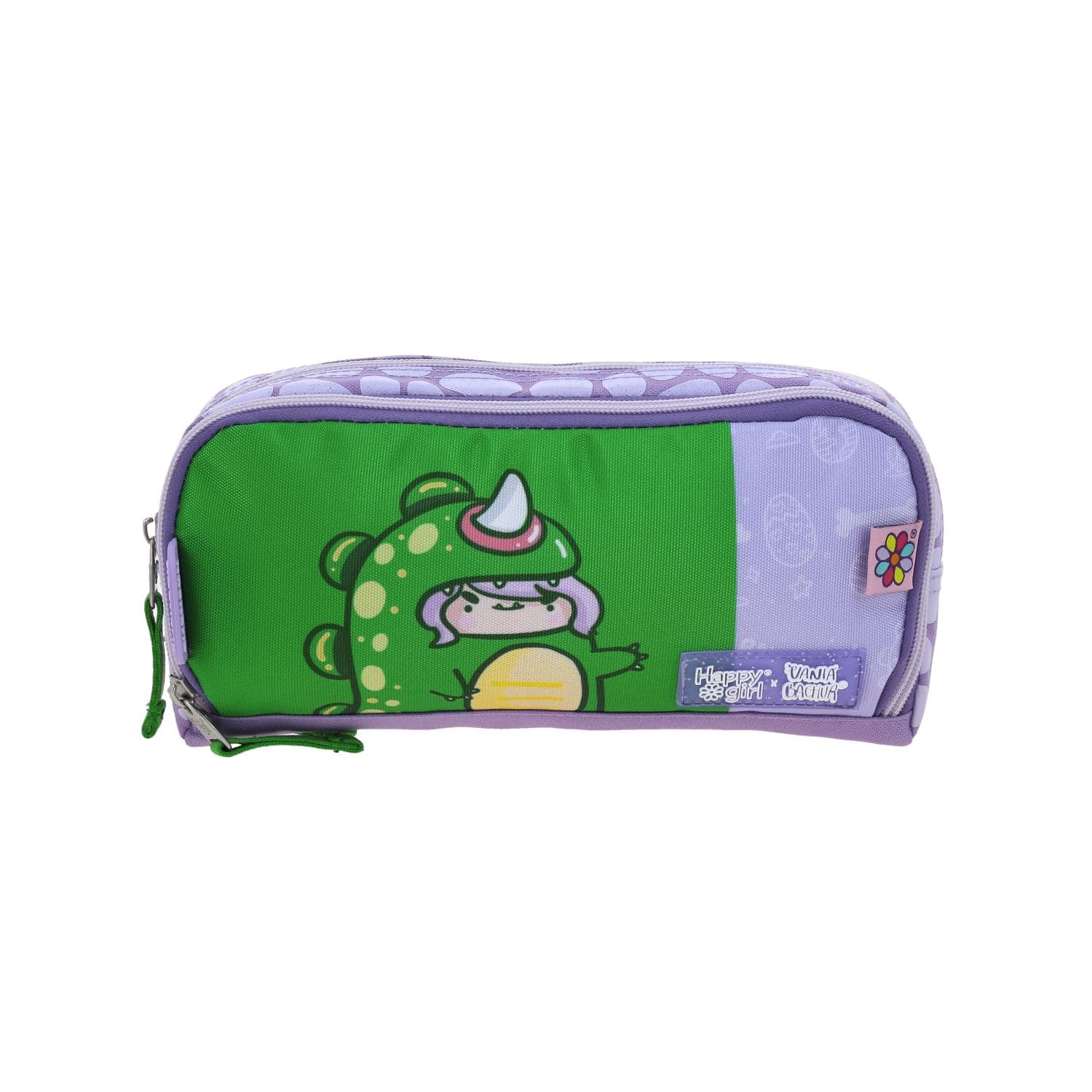 Lapicera escolar para niña Vania Bachur Violeta con triple compartimento, modelo VB70703-V